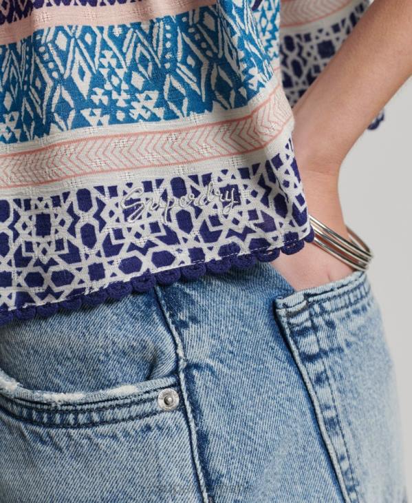 Superdry femmes débardeur à volants D64Z2999 vêtements bleu