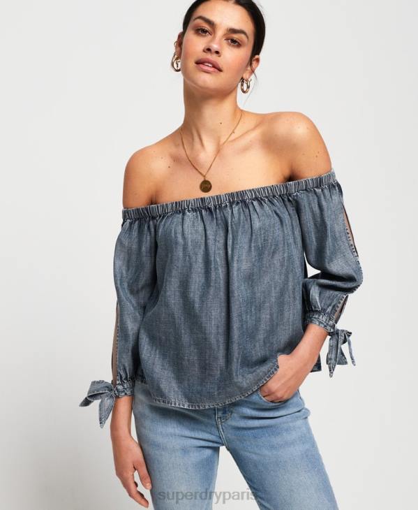 Superdry femmes héléna haut D64Z3069 vêtements bleu