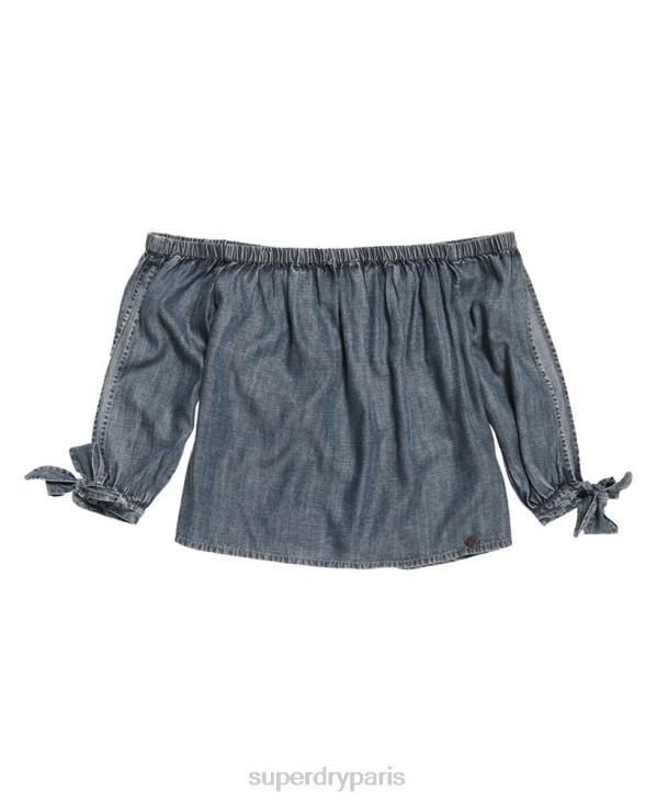 Superdry femmes héléna haut D64Z3069 vêtements bleu