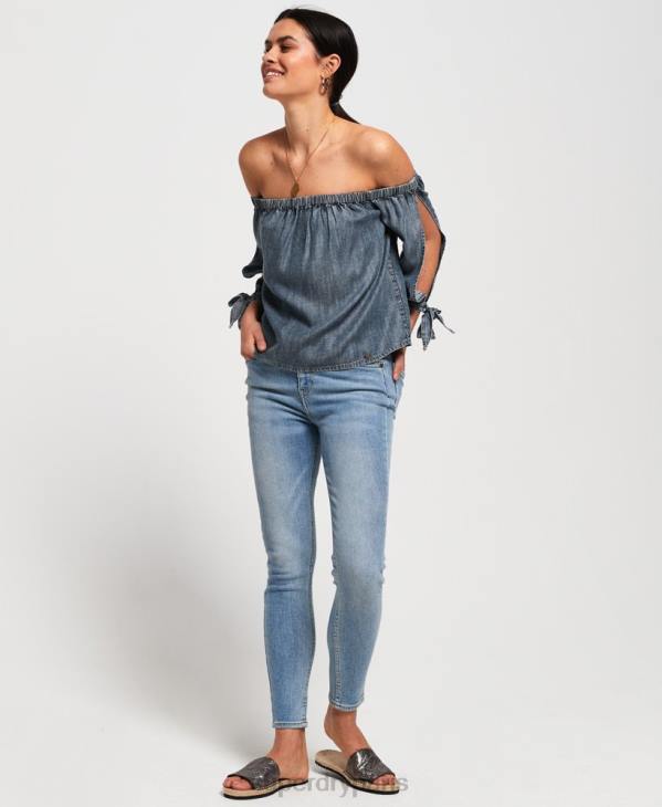 Superdry femmes héléna haut D64Z3069 vêtements bleu