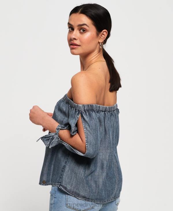 Superdry femmes héléna haut D64Z3069 vêtements bleu