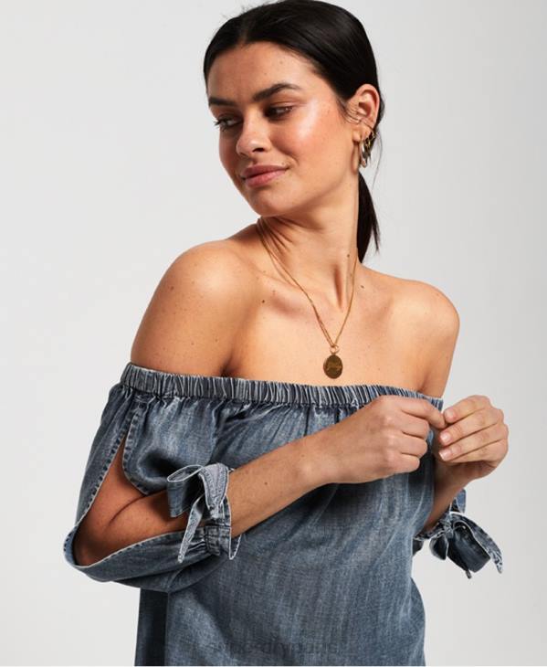 Superdry femmes héléna haut D64Z3069 vêtements bleu