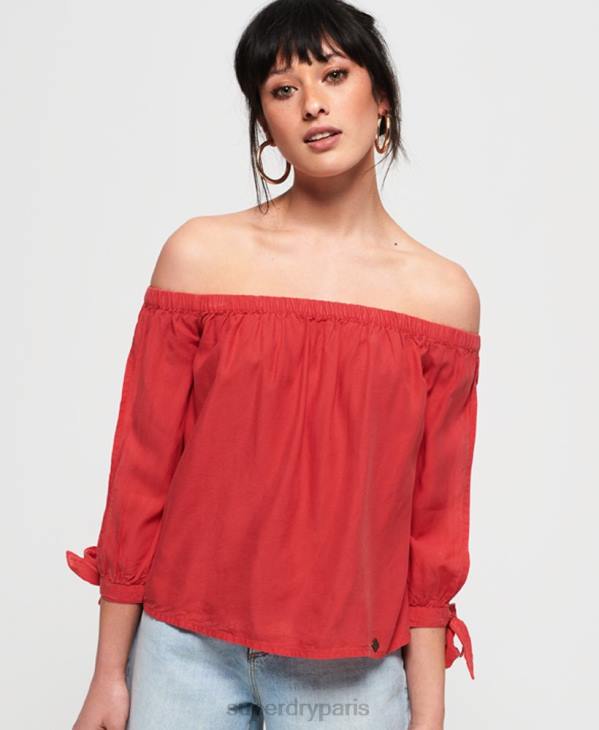 Superdry femmes héléna haut D64Z3075 vêtements rouge