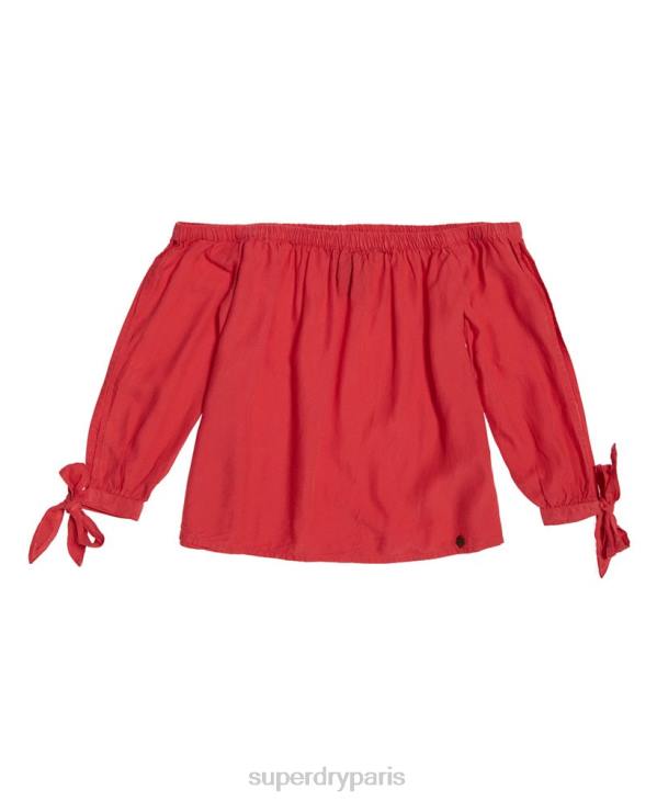 Superdry femmes héléna haut D64Z3075 vêtements rouge