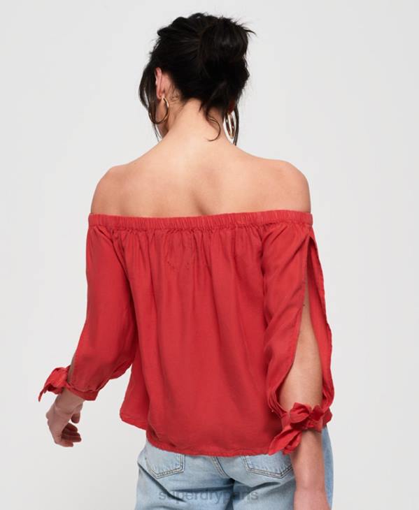 Superdry femmes héléna haut D64Z3075 vêtements rouge