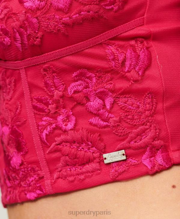 Superdry femmes haut corset à fleurs brodées D64Z2088 vêtements rose
