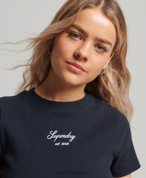 Superdry femmes haut court coupe héritage code D64Z3016 vêtements marine