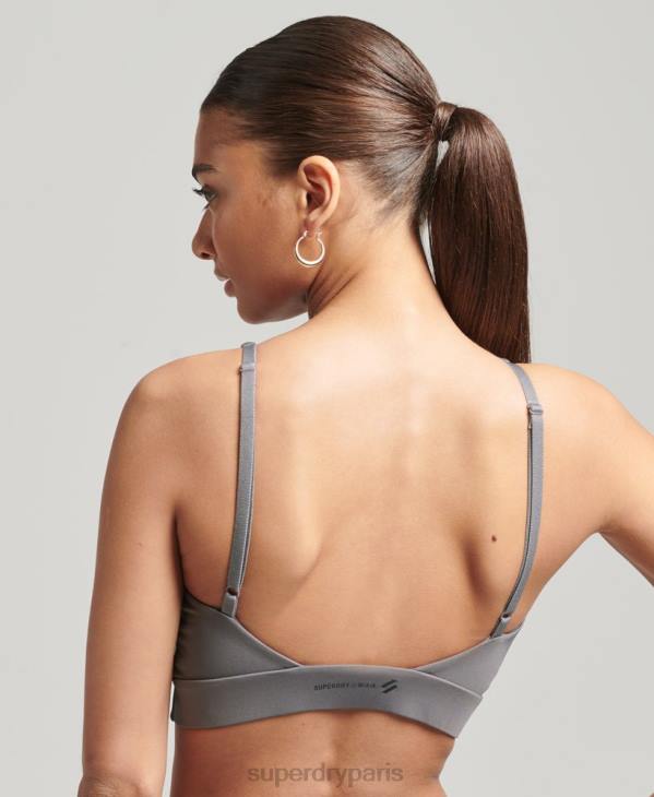 Superdry femmes haut court à dos ouvert flex D64Z6333 vêtements gris foncé