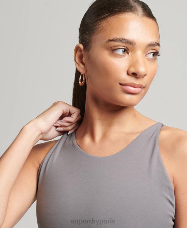 Superdry femmes haut court à dos ouvert flex D64Z6333 vêtements gris foncé