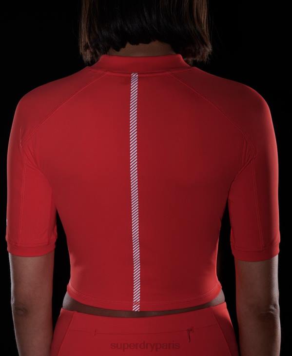 Superdry femmes haut court moulant 3/4 D64Z6311 vêtements corail