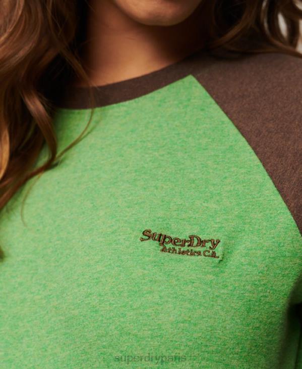 Superdry femmes haut de baseball à logo vintage en coton biologique D64Z2198 vêtements vert