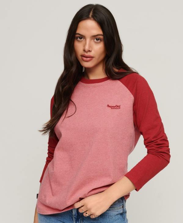 Superdry femmes haut de baseball à logo vintage en coton biologique D64Z2905 vêtements rose