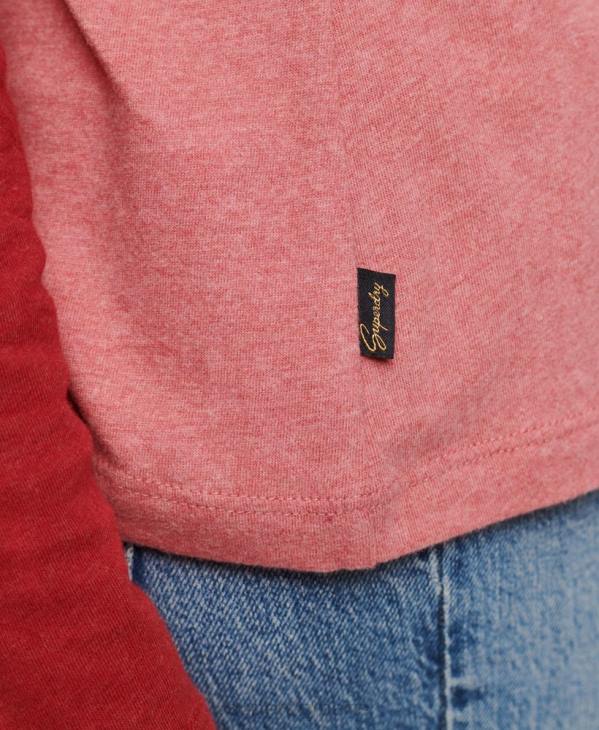 Superdry femmes haut de baseball à logo vintage en coton biologique D64Z2905 vêtements rose