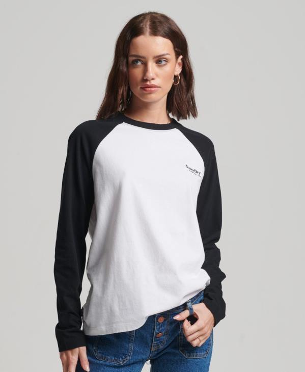 Superdry femmes haut de baseball à logo vintage en coton biologique D64Z2974 vêtements blanc