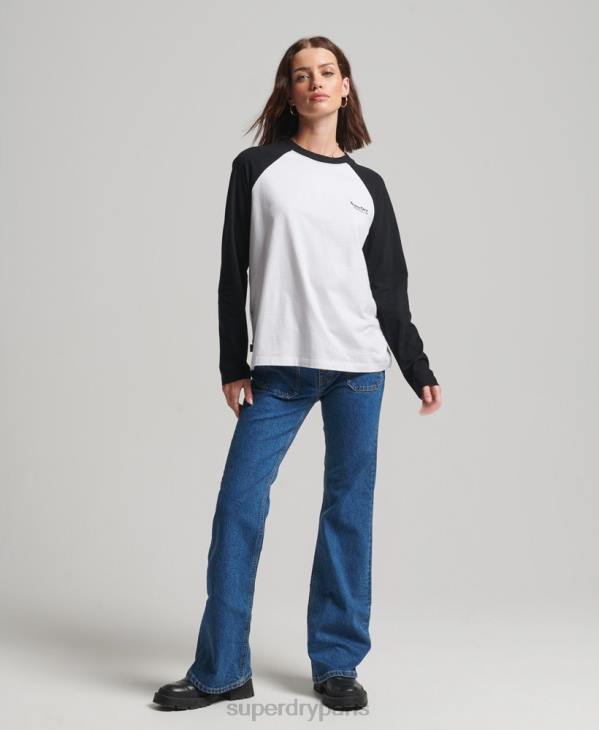Superdry femmes haut de baseball à logo vintage en coton biologique D64Z2974 vêtements blanc