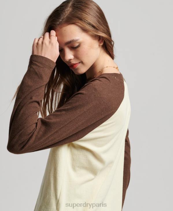 Superdry femmes haut de baseball à logo vintage en coton biologique D64Z3003 vêtements brun