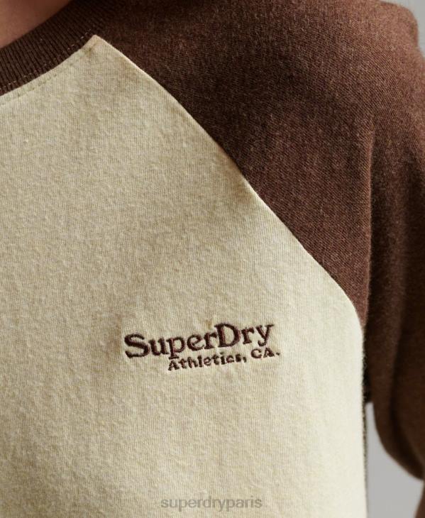 Superdry femmes haut de baseball à logo vintage en coton biologique D64Z3003 vêtements brun