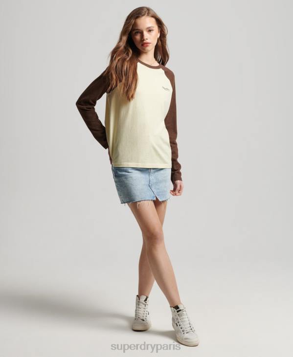 Superdry femmes haut de baseball à logo vintage en coton biologique D64Z3003 vêtements brun