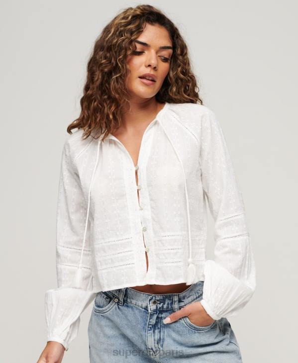Superdry femmes haut de plage en coton D64Z2034 vêtements blanc