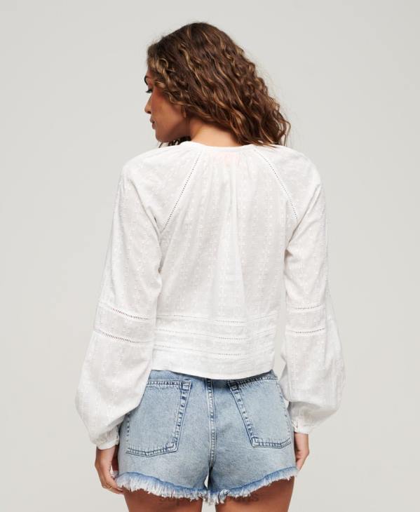 Superdry femmes haut de plage en coton D64Z2034 vêtements blanc