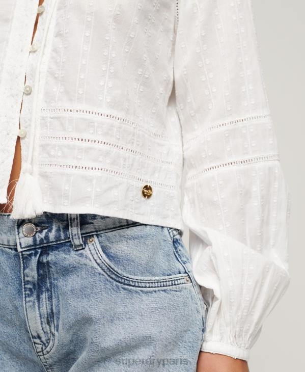 Superdry femmes haut de plage en coton D64Z2034 vêtements blanc