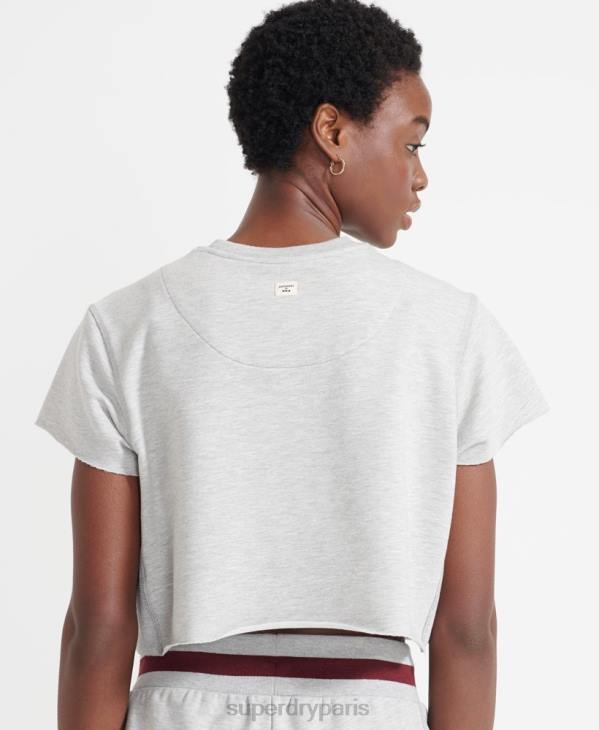 Superdry femmes haut de survêtement découpé pour la boxe d'entraînement D64Z6014 vêtements gris