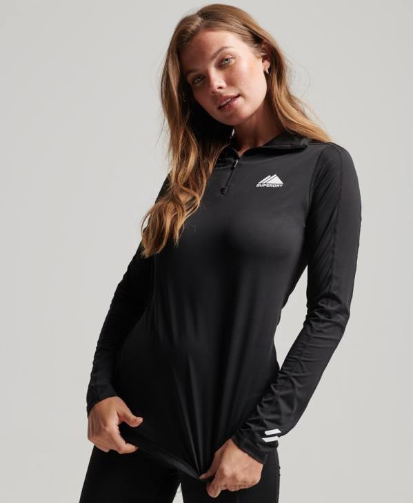 Superdry femmes haut à demi-zip D64Z2966 vêtements noir
