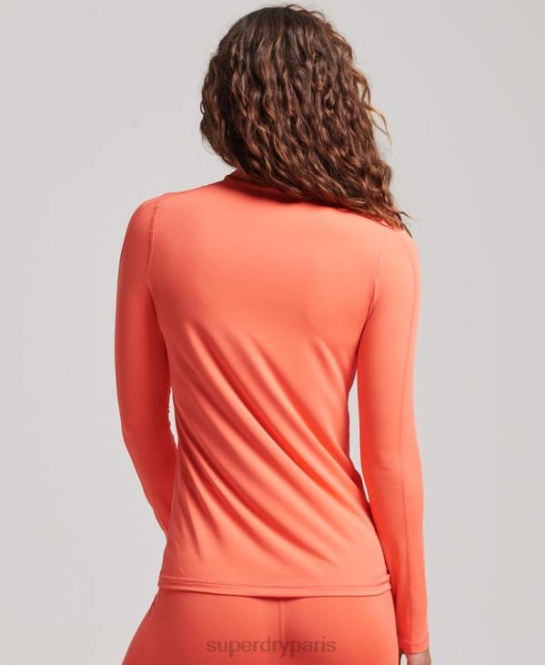 Superdry femmes haut à demi-zip D64Z2967 vêtements corail