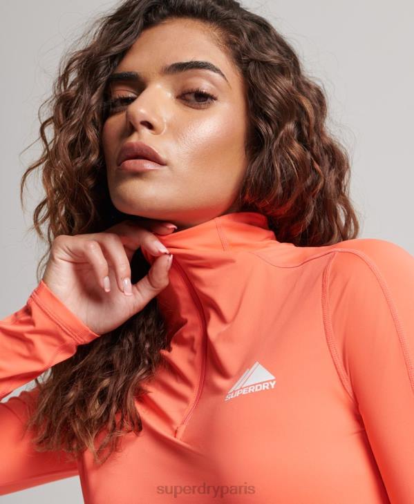Superdry femmes haut à demi-zip D64Z2967 vêtements corail