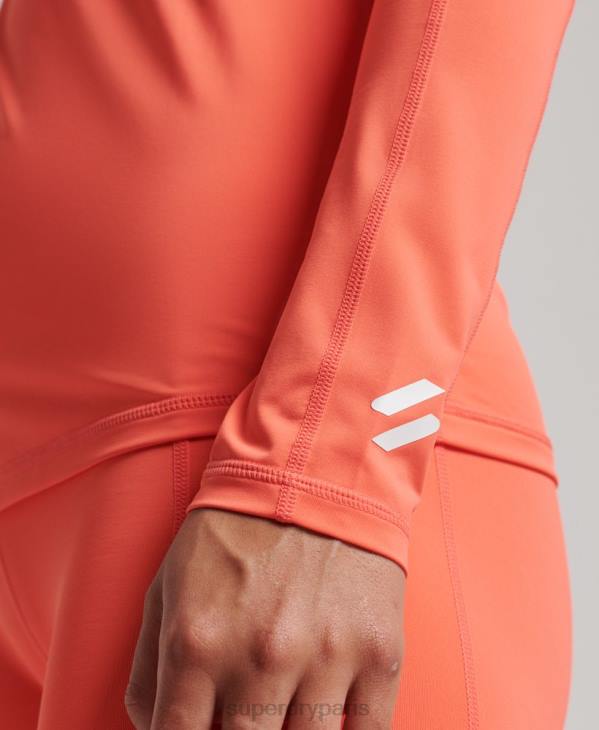 Superdry femmes haut à demi-zip D64Z2967 vêtements corail