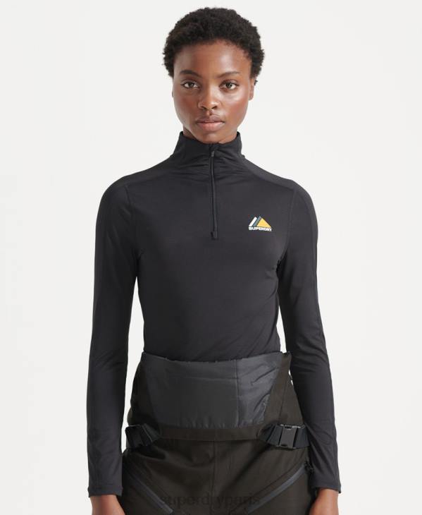 Superdry femmes haut à demi-zip D64Z3041 vêtements noir