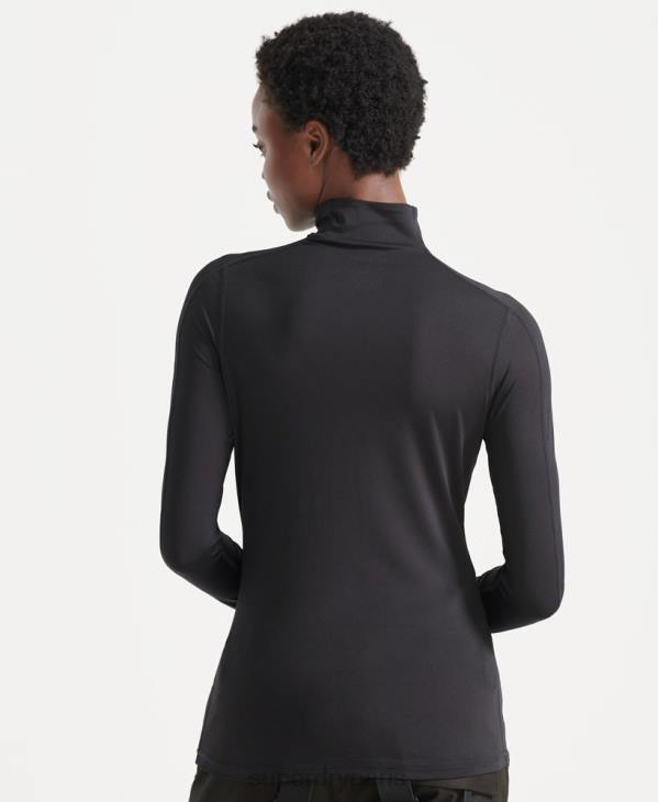 Superdry femmes haut à demi-zip D64Z3041 vêtements noir