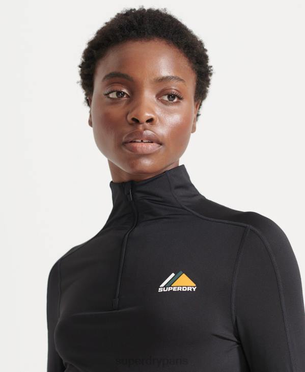 Superdry femmes haut à demi-zip D64Z3041 vêtements noir