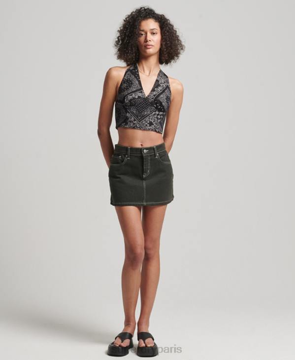 Superdry femmes haut dos nu vintage D64Z2189 vêtements noir