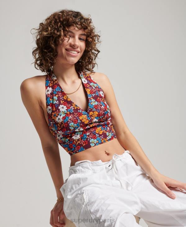 Superdry femmes haut dos nu vintage D64Z3007 vêtements multi
