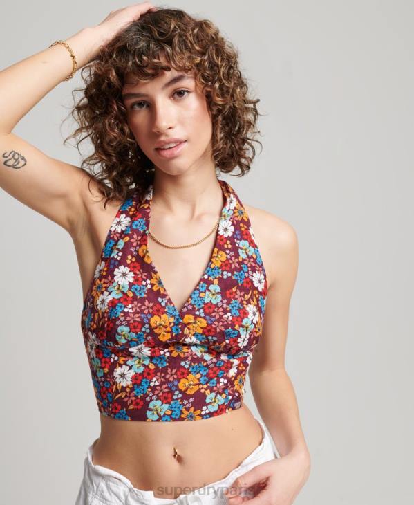 Superdry femmes haut dos nu vintage D64Z3007 vêtements multi