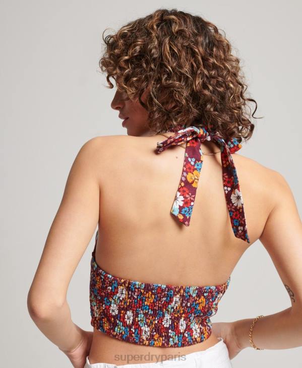 Superdry femmes haut dos nu vintage D64Z3007 vêtements multi