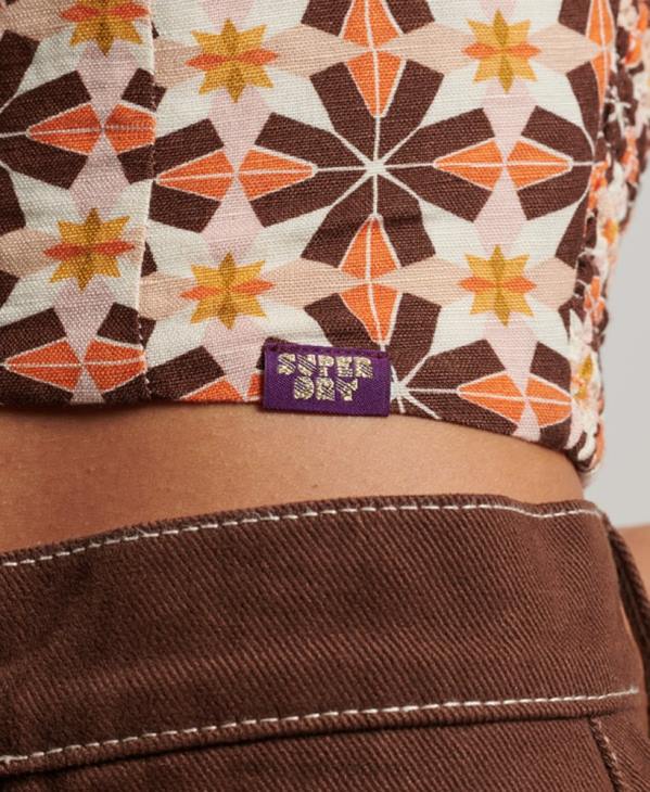 Superdry femmes haut dos nu vintage D64Z3024 vêtements crème