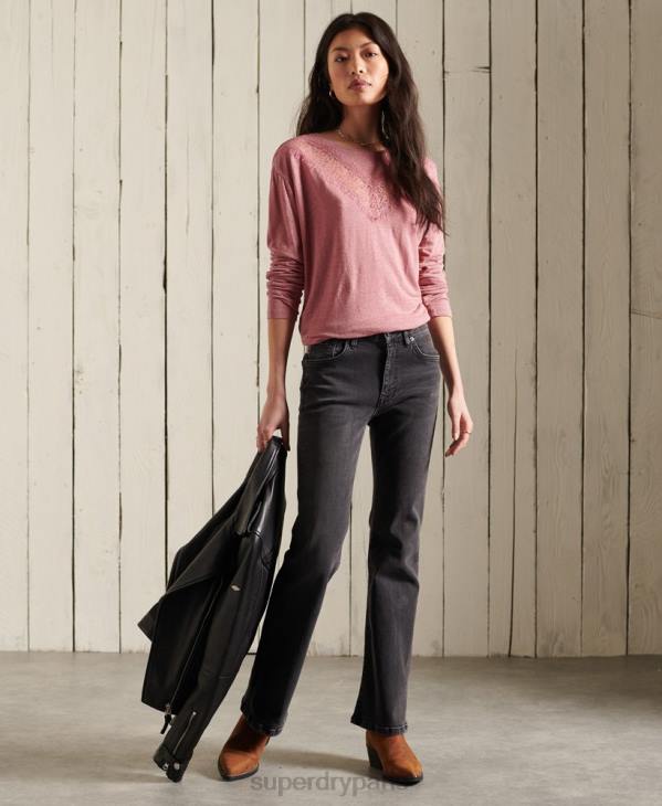 Superdry femmes haut en dentelle à chevrons D64Z6623 vêtements rose