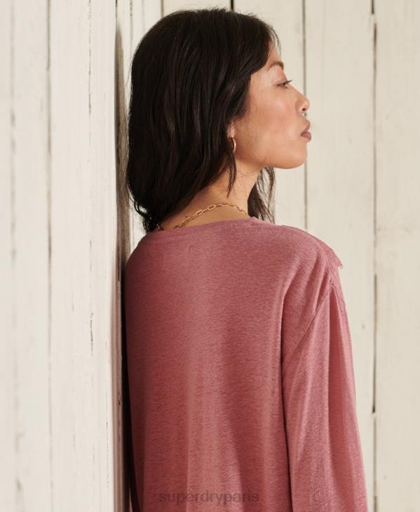 Superdry femmes haut en dentelle à chevrons D64Z6623 vêtements rose