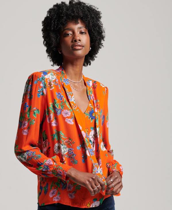 Superdry femmes haut en mousseline studios D64Z3020 vêtements rouge