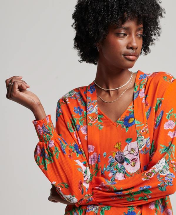 Superdry femmes haut en mousseline studios D64Z3020 vêtements rouge