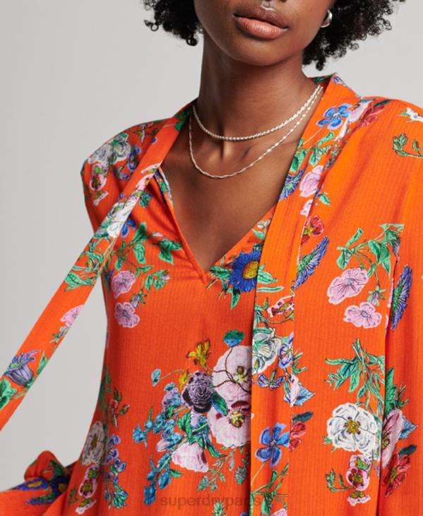 Superdry femmes haut en mousseline studios D64Z3020 vêtements rouge