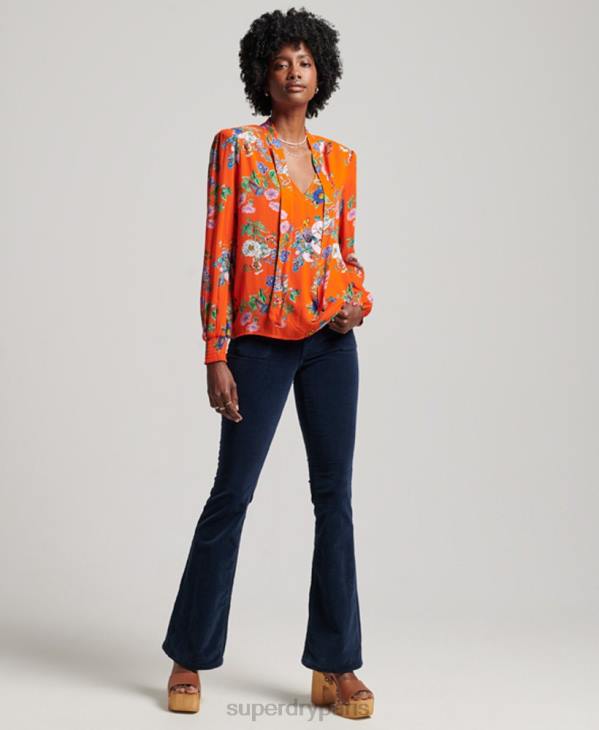 Superdry femmes haut en mousseline studios D64Z3020 vêtements rouge