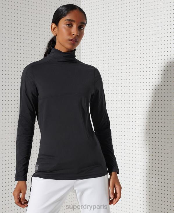 Superdry femmes haut à encolure ras du cou en carbone D64Z3058 vêtements noir
