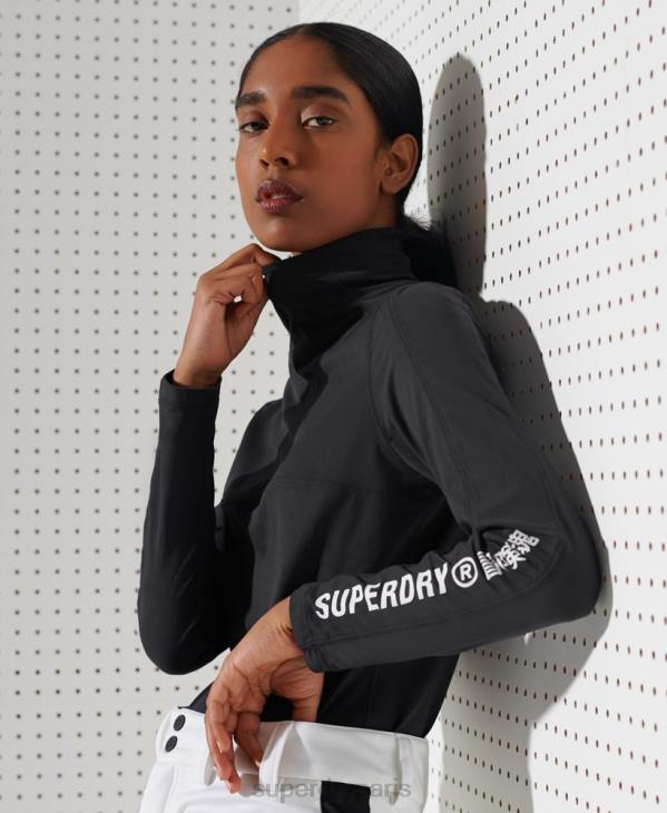 Superdry femmes haut à encolure ras du cou en carbone D64Z3058 vêtements noir