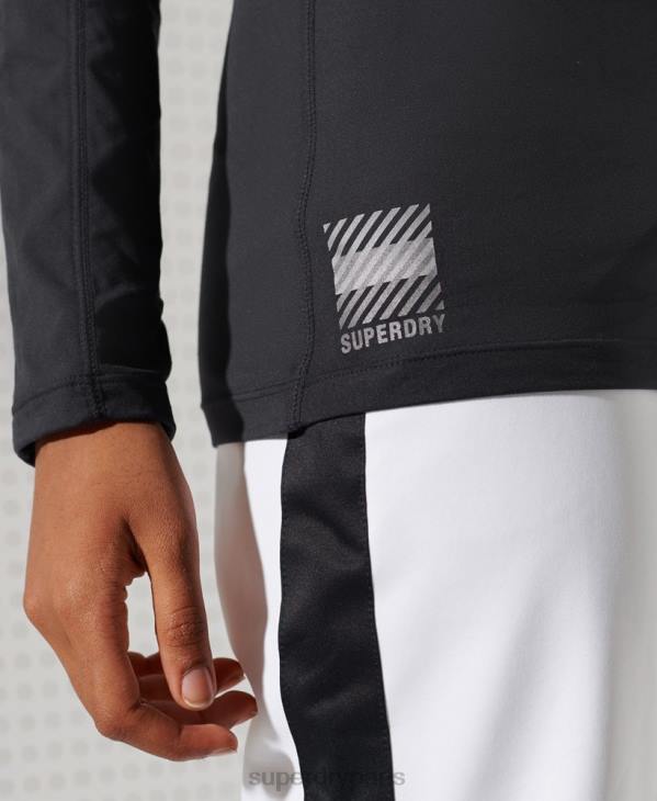 Superdry femmes haut à encolure ras du cou en carbone D64Z3058 vêtements noir