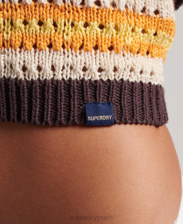 Superdry femmes haut licou au crochet D64Z2873 vêtements brun