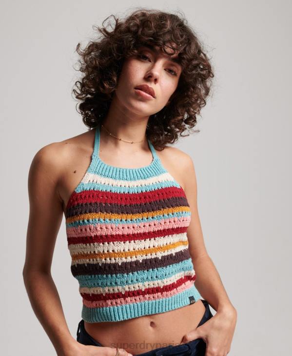 Superdry femmes haut licou au crochet D64Z3021 vêtements vert