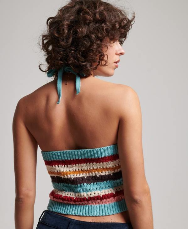 Superdry femmes haut licou au crochet D64Z3021 vêtements vert